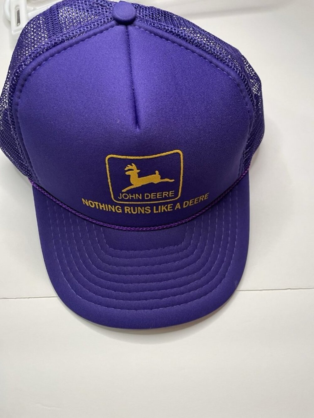 Vintage John Deere Trucker Hat Purple Rope Foam Mesh Snapback Deadstock